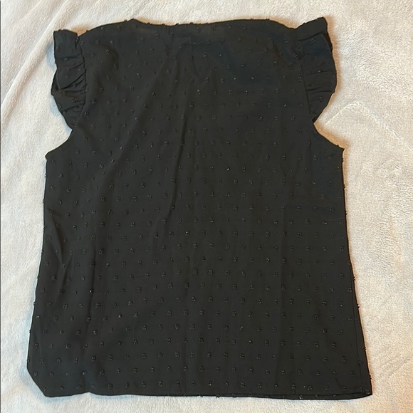 Black Ruffle Sleeve Top with Lace Detail - Picture 6 of 8